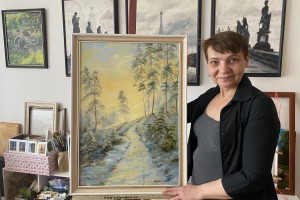 Luxusní interiérový obraz "Zimní svítání" 47 × 67 cm