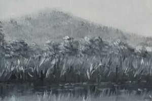 Ručně malovaná krajina olejem "Márinka" 30 × 24 cm