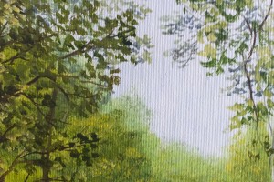 Obraz krajiny "U pohádkového lesa", autorská replika 39 × 29 cm