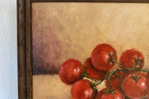 Obraz malovaný olejem na plátně "Zátiší s rajče" 24 × 18 cm