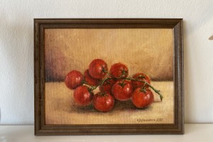 Obraz malovaný olejem na plátně "Zátiší s rajče" 24 × 18 cm