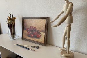 Obraz malovaný olejem na plátně "Zátiší s rajče" 24 × 18 cm