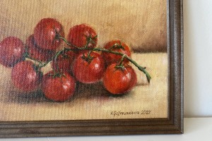 Obraz malovaný olejem na plátně "Zátiší s rajče" 24 × 18 cm