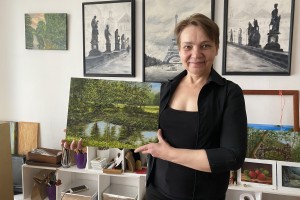 Obraz ručně malovaný olejem "Řeka Bílina" 39 × 29 cm
