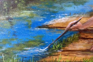 Obraz krajiny "Maluji svět kolem sebe" 52 × 39 cm