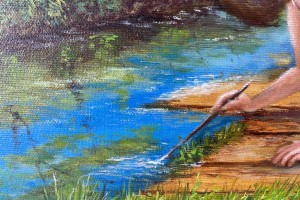 Obraz krajiny "Maluji svět kolem sebe" 52 × 39 cm