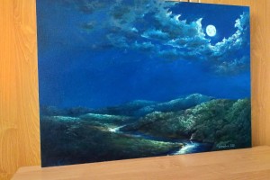 Ručně malovaný interiérový obraz "Úplněk" 69 × 49 cm
