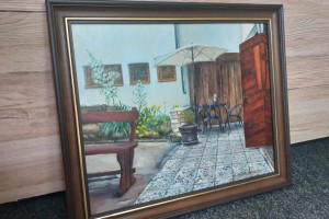 Obraz na plátně "Na dvorku husitské bašty" 42 × 34 cm