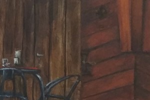 Obraz na plátně "Na dvorku husitské bašty" 42 × 34 cm