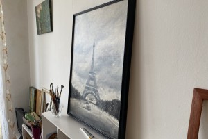 Olejomalba na plátně "Eiffelová věz" 50 × 70 cm