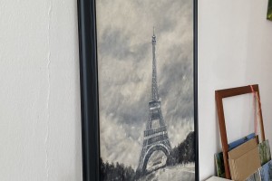 Olejomalba na plátně "Eiffelová věz" 50 × 70 cm