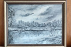Ručně malovaná krajina olejovými barvami "Jednou se mi zdálo" 52 × 39 cm