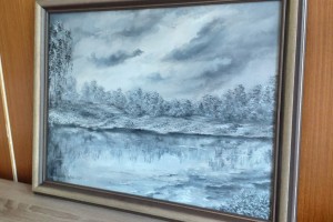 Ručně malovaná krajina olejovými barvami "Jednou se mi zdálo" 52 × 39 cm
