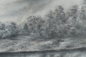Ručně malovaná krajina olejovými barvami "Jednou se mi zdálo" 52 × 39 cm