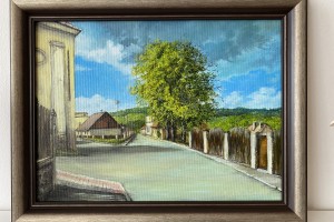 Zarámovaný obraz olejem "Těsně před bouří" 39 × 29 cm