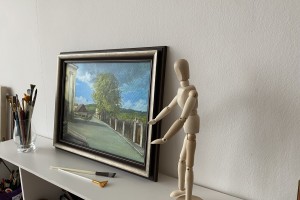 Zarámovaný obraz olejem "Těsně před bouří" 39 × 29 cm