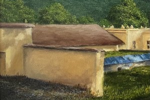 Obraz krajiny olejem "Bořeň od Kyselky" 69 × 47 cm