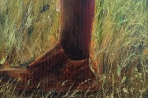 Portrét na plátně "Ve stínu" 34 × 59 cm