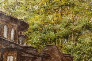 Ručně malovaná městská krajina "Kafáč na Kyselce" 20 × 30 cm