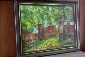 Obraz krajiny malovaný olejem na plátně "Židovský hřbitov" 40 × 30 cm
