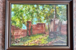Obraz krajiny malovaný olejem na plátně "Židovský hřbitov" 40 × 30 cm