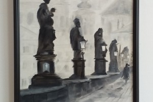 Ručně malovaný obraz olejem "Karlův most, levá část" 41 × 56 cm