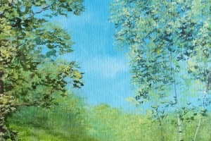 Ručně malovaný obraz krajiny olejem "U pohádkového lesa" 39 × 29 cm