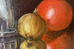 Klasický ručně malovaný obraz "Zátiší se ředkvičkou" 30 × 24 cm