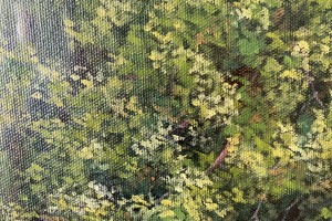 Ručně malovaná krajina olejem "Červánky nad Bílinou" 40 × 30 cm