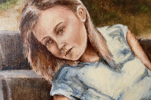 Ručně malovaný portrét na plátně "Unavená modelka" 39 × 59 cm