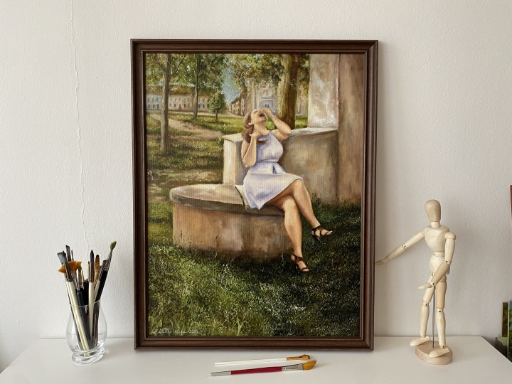 Ručně malovaný portrét "Smích" 45 × 59 cm
