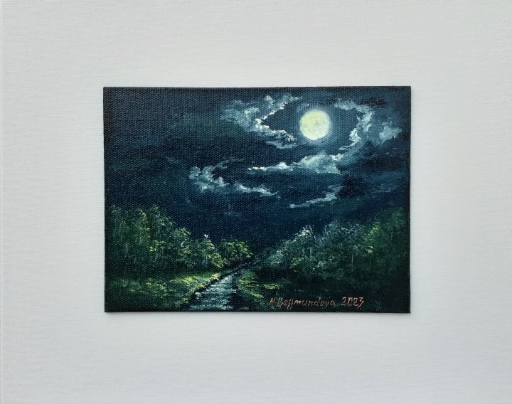 Luxusní miniaturní obraz "Úplněk" 17,8 × 13,1 cm
