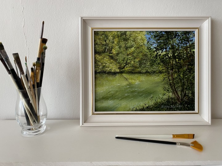 Obraz na zeď "Lesní jezírko" 30 × 24 cm
