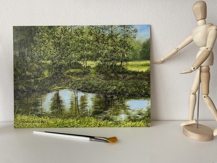Obraz ručně malovaný olejem "Řeka Bílina" 39 × 29 cm
