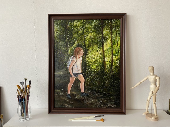 Ručně malovaný portrét "Cesta za dobrodružstvím" 44 × 59 cm