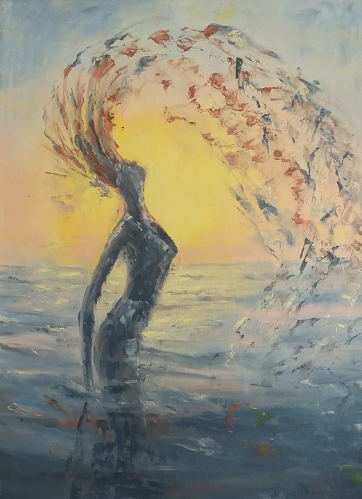 Abstraktní ručně malovaný obraz "Klid duše" 44,5 × 59,5 cm